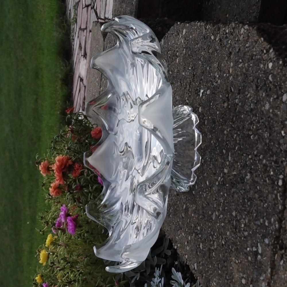 Vintage Bavaria Czechoslovakia Crystal Glass Footed Compote Bowl.
